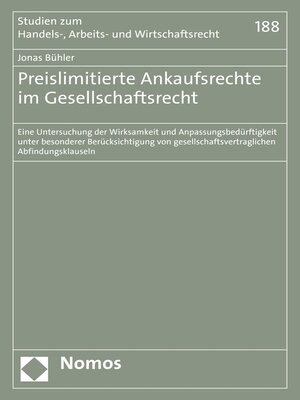 cover image of Preislimitierte Ankaufsrechte im Gesellschaftsrecht